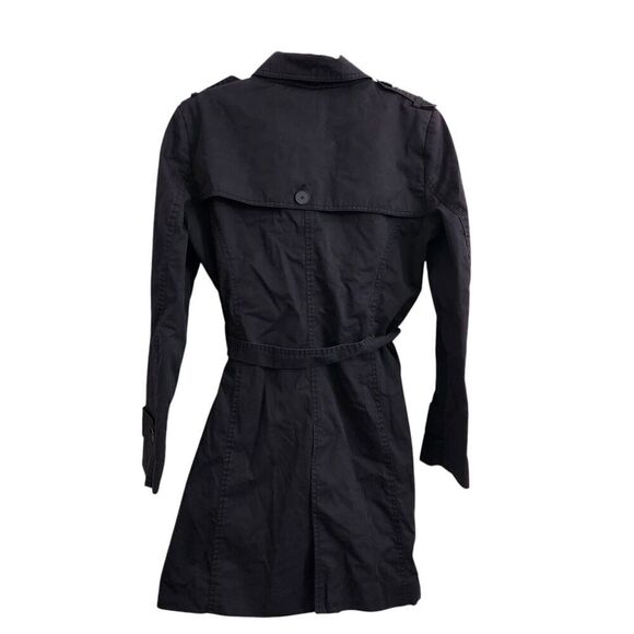Zara‎ Basic Trench Coat Womens Large Black Classic Long Jacket Bloggers Favorite - Picture 6 of 8